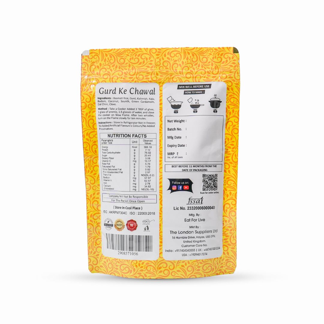 Tadka Ready Meals – Gurd Ke Chawal Mix (480g)